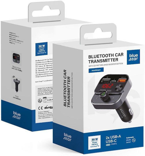 Blue Star FM Transmitter Αυτοκινήτου με Bluetooth
