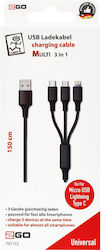 2GO USB to Type-C / Lightning Cable Μαύρο 1.5m (797153)