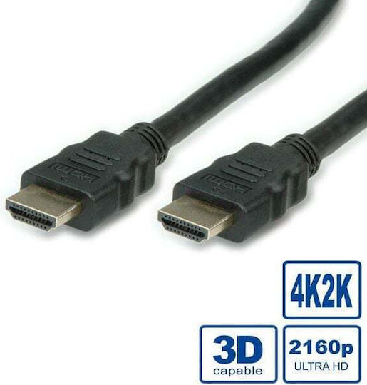 Value Cable HDMI male - HDMI male 1m Μαύρο