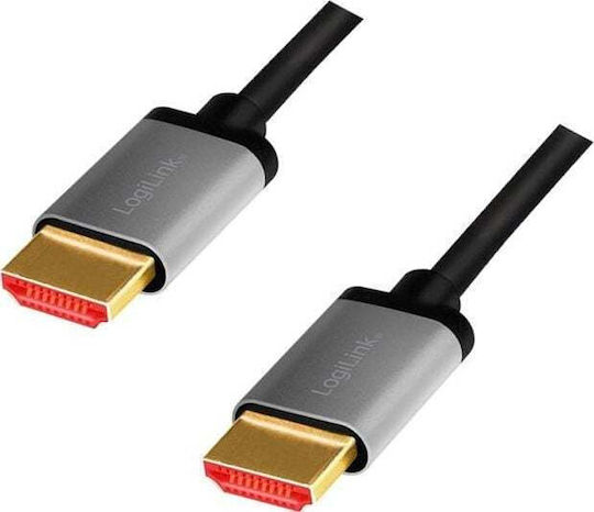 LogiLink HDMI 2.1 Ultra High Speed 48Gbps 4K 120Hz HDR VRR Cable HDMI male - HDMI male 1m Γκρι