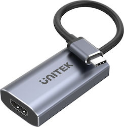 Unitek Konverter USB-C / HDMI / DisplayPort / Thunderbolt 3 männlich zu USB-C / HDMI / DisplayPort / Thunderbolt 3 weiblich Silber 1Stück (V1414A)