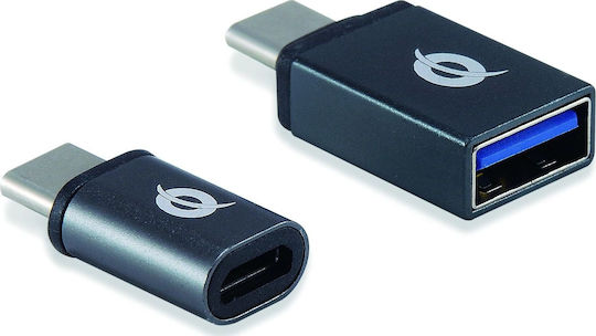 Conceptronic Конвертор USB-C / micro USB мъжки към USB-C / micro USB женски Сив 1бр DONN04G