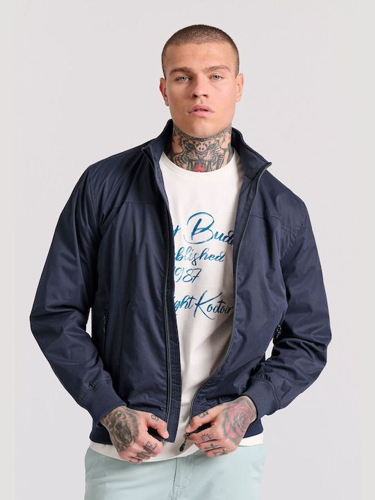 Funky Buddha Men's Bomber Jacket Navy Blue