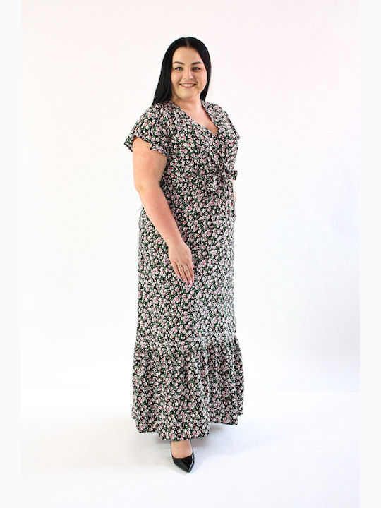 Brak Maxi Dress with Ruffle Rose Black