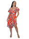 Dress Midi Floral Orange Morena Spain Sm-630078-24dr