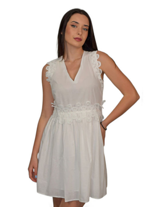 Mini Lace Dress White Morena Spain Sm-640542-24dr