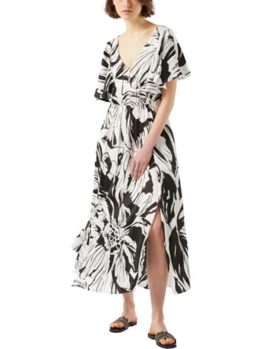 Καλοκαιρινό Midi Φόρεμα με Σκίσιμο White/black