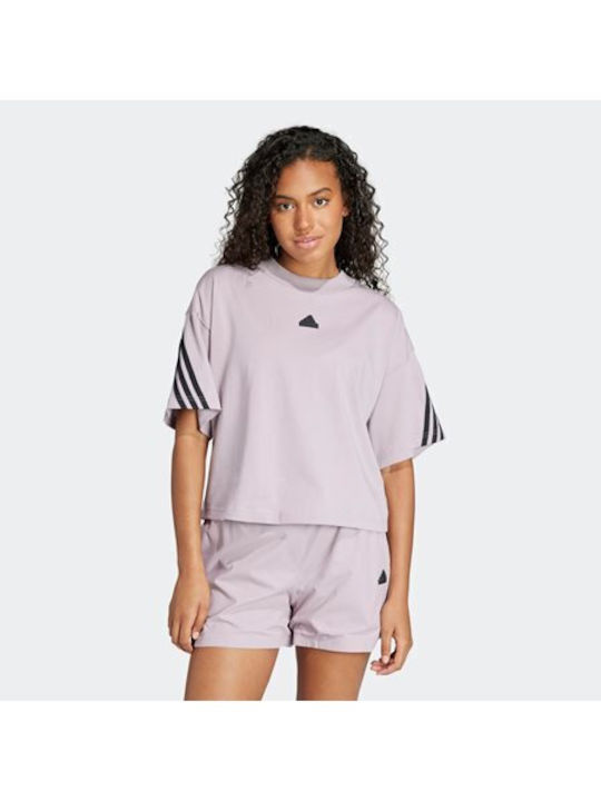 Adidas Future Icons 3-stripes Damen Sport T-Shirt Flieder