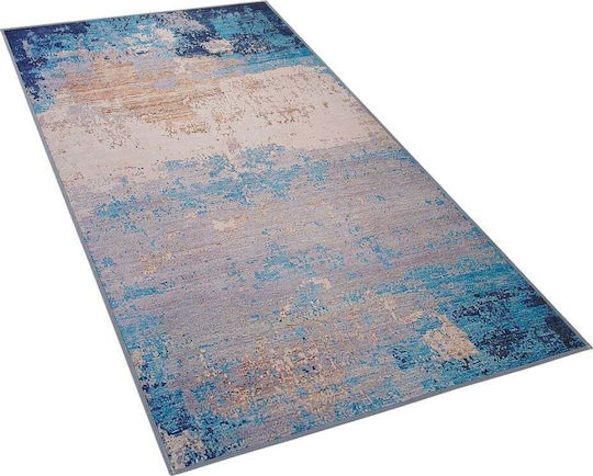 Beliani Rutschfest Teppich Rechteckig Synthetisch,Polyester/Cotton/Leather Blau