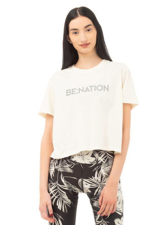 Be:Nation Γυναικείο Crop Top Λευκό