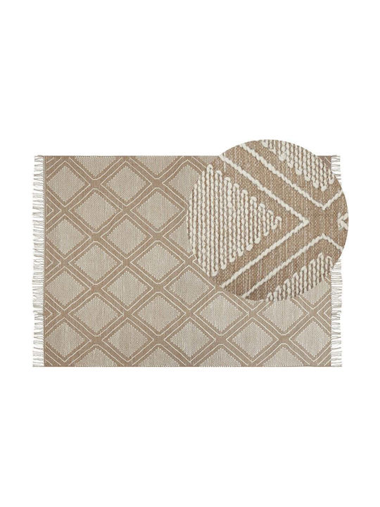 Beliani Rug Rectangular Cotton White And Beige