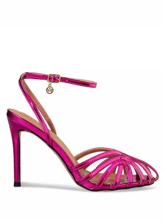 Envie Shoes Piele Sandale dama cu Subțire Toc Inalt in Culorea Fuchsia