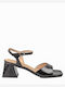 Women's Leather Sandals Wonders H-6102 Lack V Negro Black