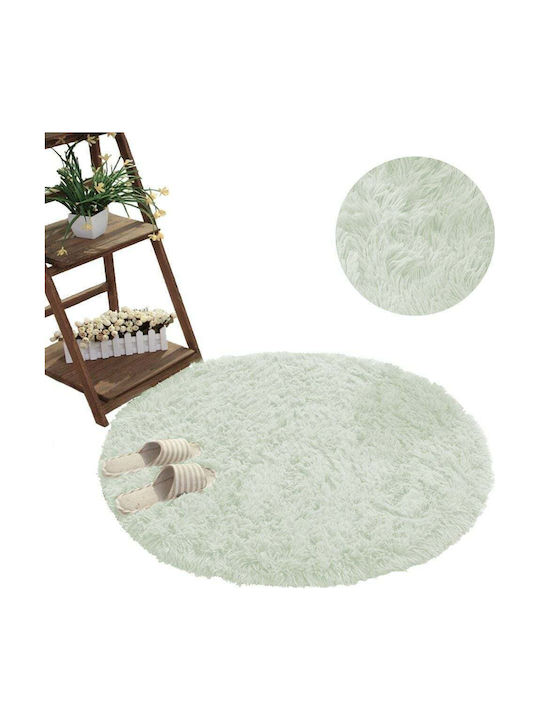 Strado Carpets Rug Round Shaggy White