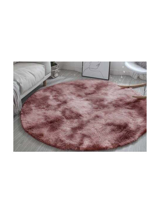 Strado Carpets Rug Round Shaggy Pink