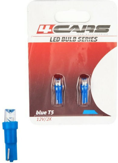 4cars Λάμπες Αυτοκινήτου T5 LED Μπλε 12V 12W 2τμχ