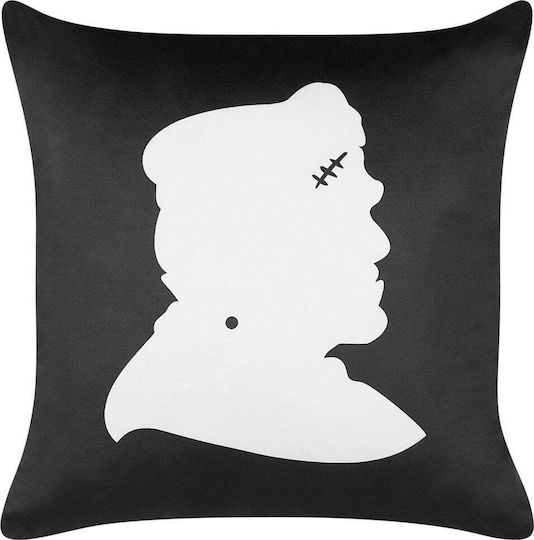 Beliani Sofa-Kissen aus Samt Schwarz Mit Weiß 45x45cm