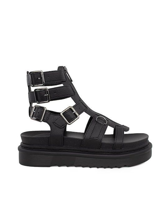 Seven Damen Flache Sandalen in Schwarz Farbe