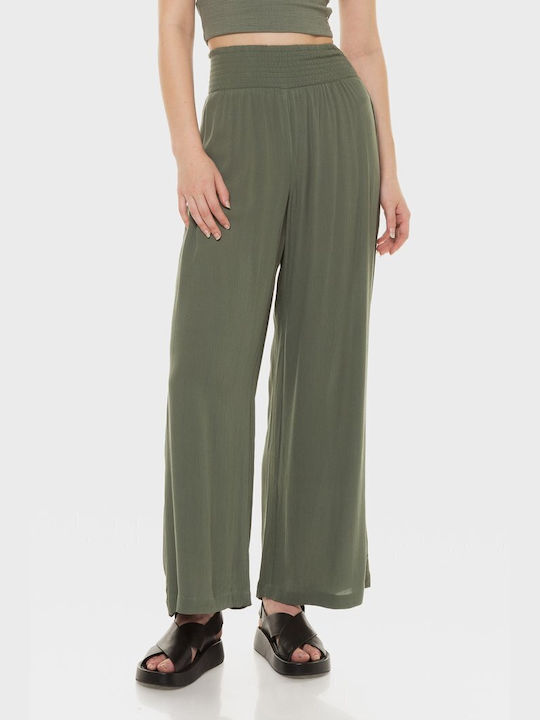 Roxy Γυναικείο Υφασμάτινο Παντελόνι σε Loose Εφαρμογή Πράσινο