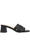 Corina Leder Mules mit Absatz in Schwarz Farbe