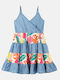 Kinderkleid Ärmellos Denim Blue