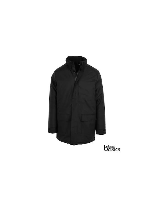 About Basics Work Jacket with Fleece Lining and with Hood Black