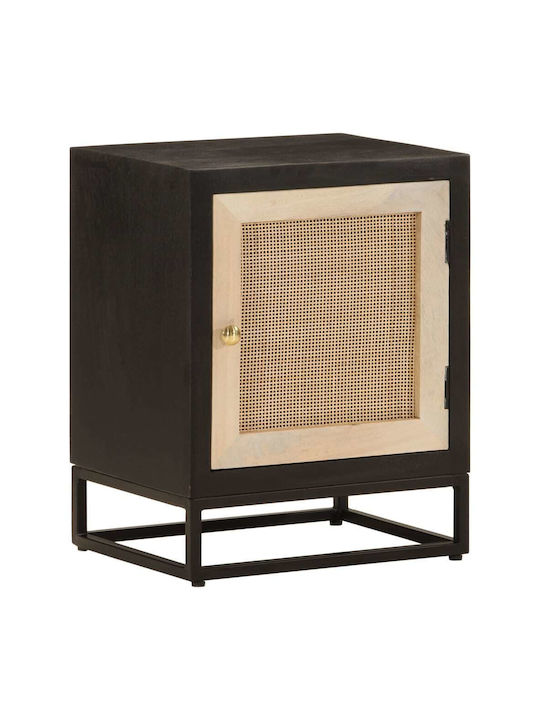 Wooden Bedside Table with Metal Legs Mango 40x30x50cm