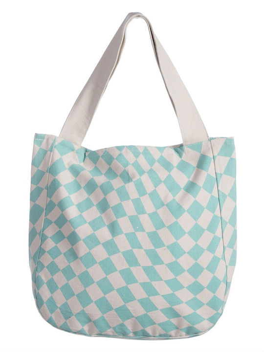 Nef-Nef Fabric Beach Bag Turquoise with Stripes