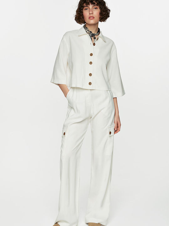 White Cargo Trousers Elasticated Trousers