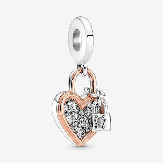 Pandora Metallic Pendant Motif for Jewelry in Shape Heart from Pink Gold