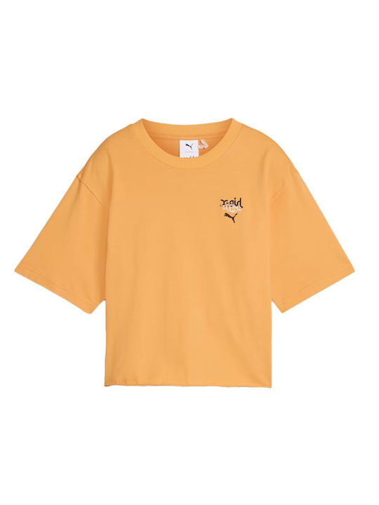 Puma Дамска Кроп Тениска Оранжев