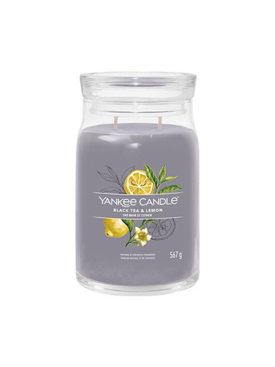 Yankee Candle Duftendes Sojakerze Black Tea & Lemon Signature Gefäß mit Duft Zitrone Lila 368gr 1Stück