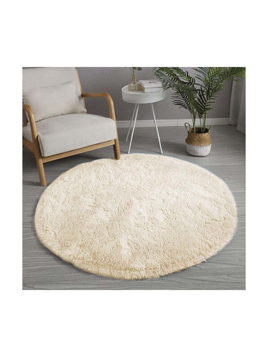 Strado Carpets Anti-slip Rug Round Shaggy Beige