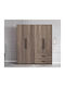 Four Door Wardrobe Edritte Walnut 160x52x195cm