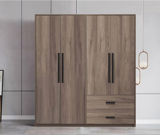 Edritte Τετράφυλλη Ντουλάπα 160x52x195cm Καρυδί Edritte Τετράφυλλη Ντουλάπα 160x52x195cm Καρυδί