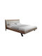 Frankly Κρεβάτι Διπλό Ξύλινο Oak-μπεζ για Στρώμα 150x200cm