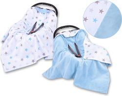 Double-sided Car Seat Blanket Babies Gray-blau Stars