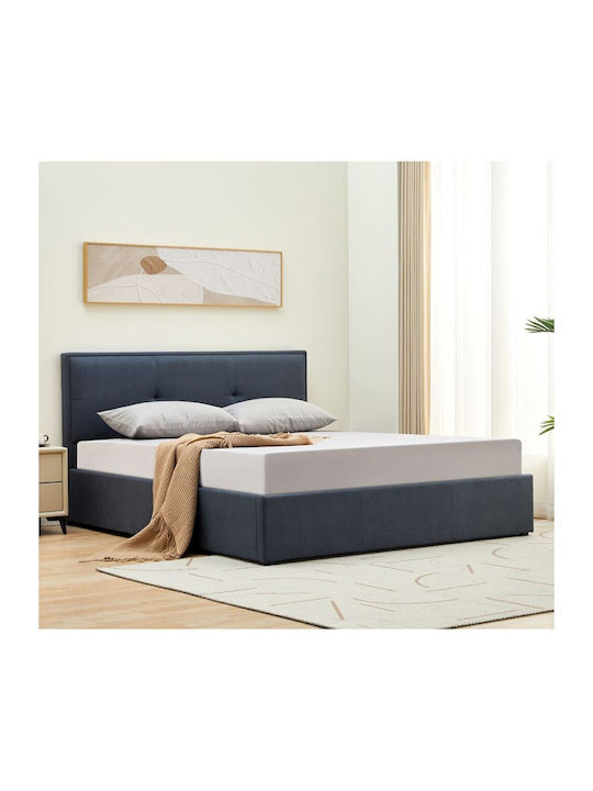 Walter Queen Fabric Upholstered Bed Dark Grey with Slats for Mattress 160x200cm