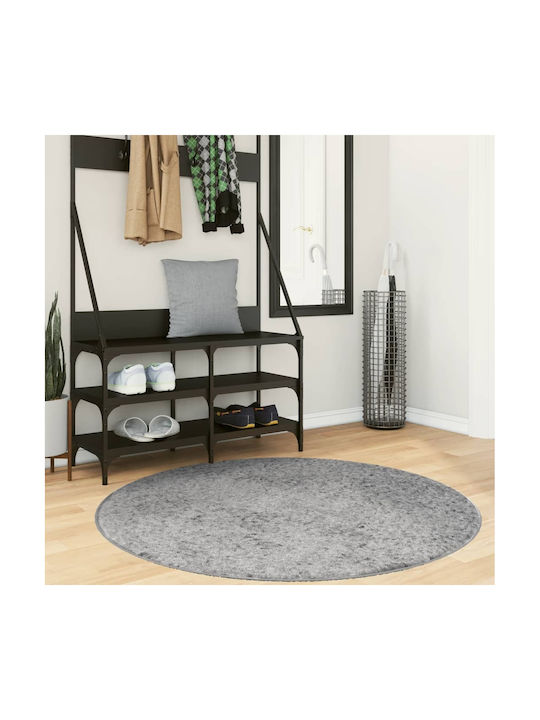 vidaXL Rug Round Shaggy Grey