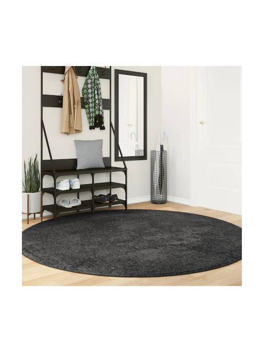 vidaXL Rug Round Shaggy Charcoal