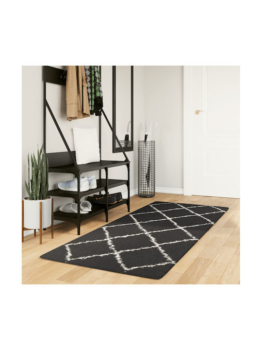 vidaXL Rug Rectangular Shaggy Black and cream