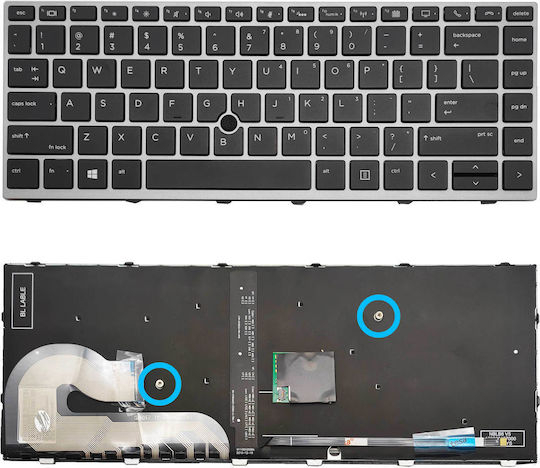 Keyboard for HP EliteBook 745 G3, 840 G3, 840 G5, 745 G6, 840 G6 with Trackpoint / Backlit English (US) Black (2B-AB631600)