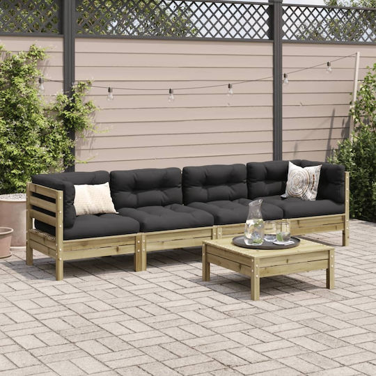 vidaXL Garten- und Outdoor-Möbelsets 5 Stück Anthrazit mit Kissen