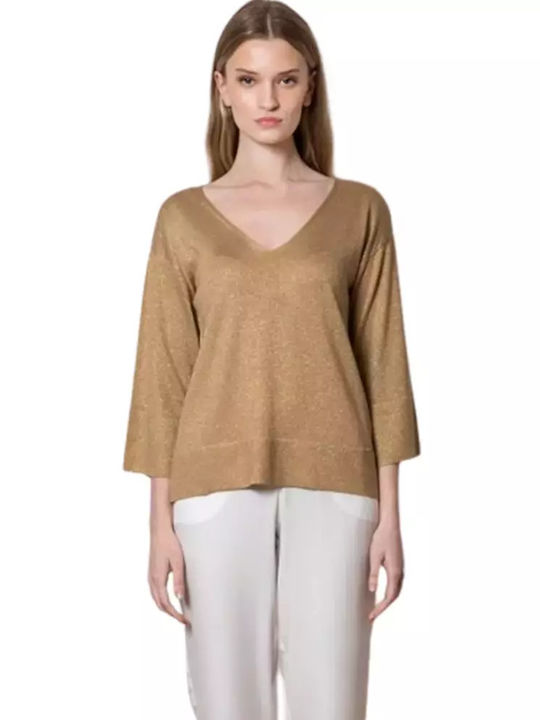 Aggel Damen Bluse Tan Gold