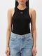 Easy Women's Blouse Cotton Sleeveless with Halter Neck Black