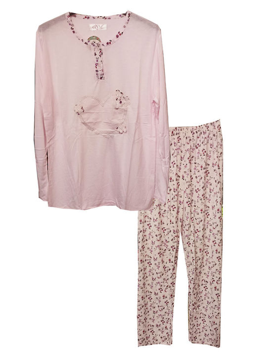 Join Sommer Damen Pyjama-Set Baumwolle Rose