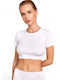 Berrak Women's Crop Top Cotton Short Sleeve White