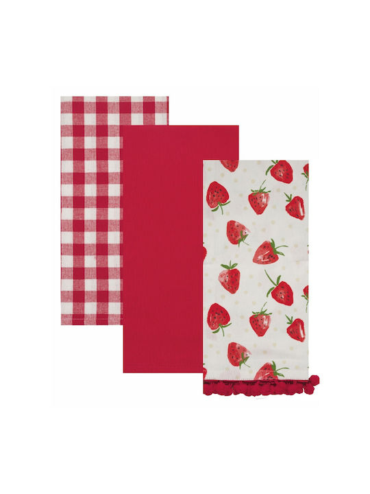 Kentia Handtuch aus 100% Baumwolle in Rot Farbe 40x60cm 3Stück