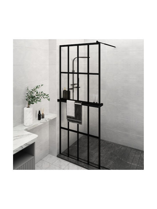 vidaXL Divider de verandă Duș cu Glisare Ușă 80x195cm Dungi Negru