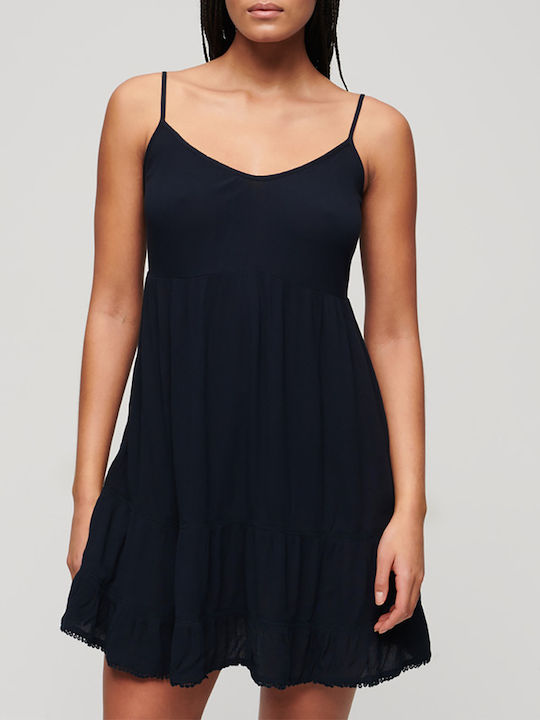 Superdry Ovin Summer Mini Dress with Ruffle Black